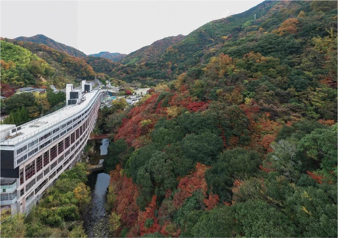 石手川と杉立山の絶景